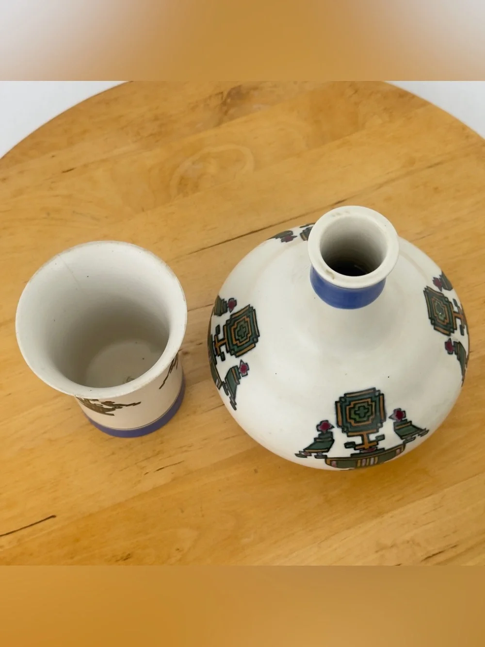 Kinkozan Satsuma Earthenware Pottery Vase and Thumbler, Ceramic Canister, Cup